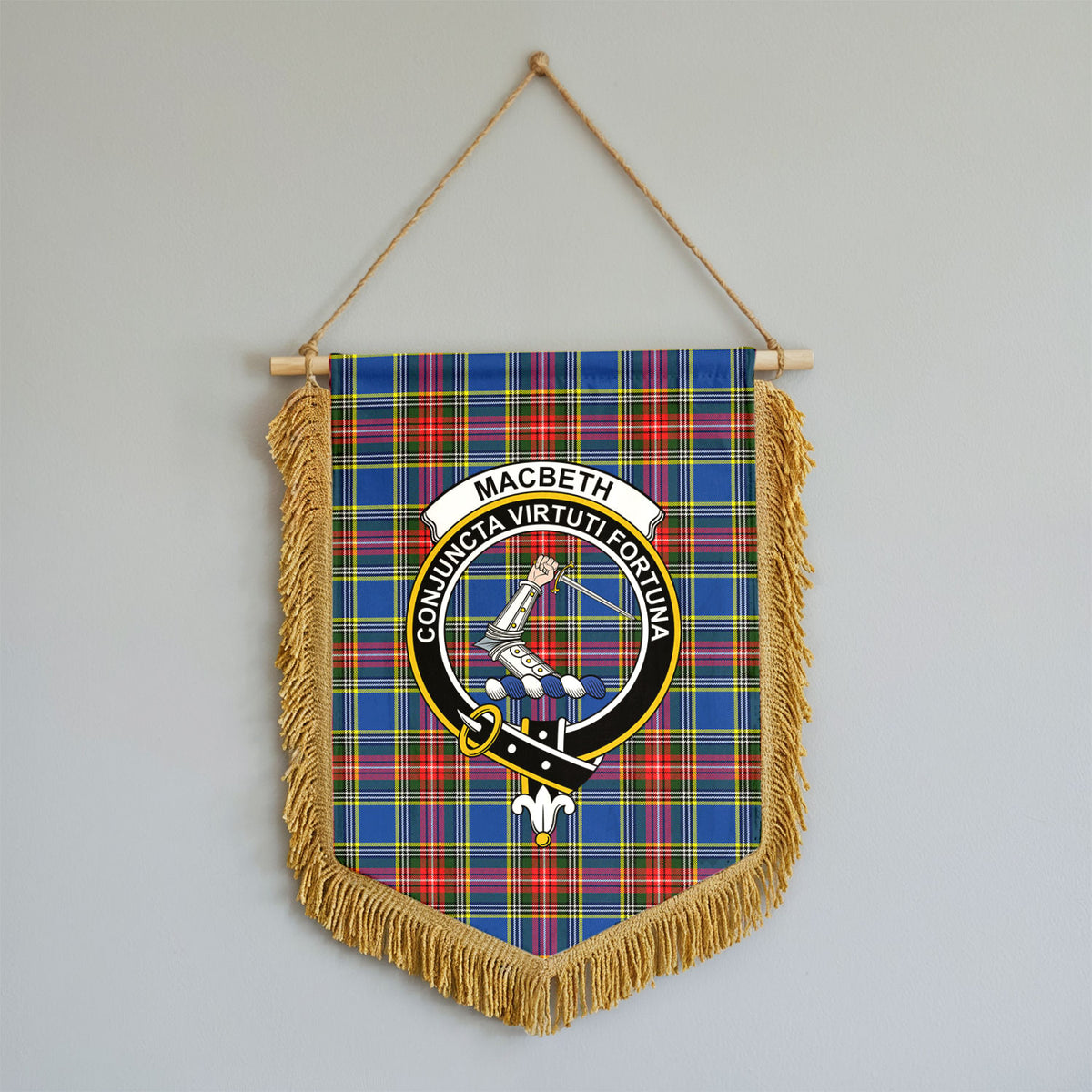 MacBeth Modern Tartan Crest Wall Hanging Banner - Wood Pole