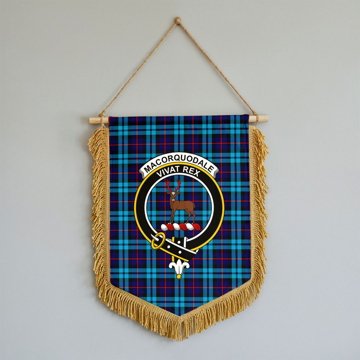 MacCorquodale Tartan Crest Wall Hanging Banner - Wood Pole