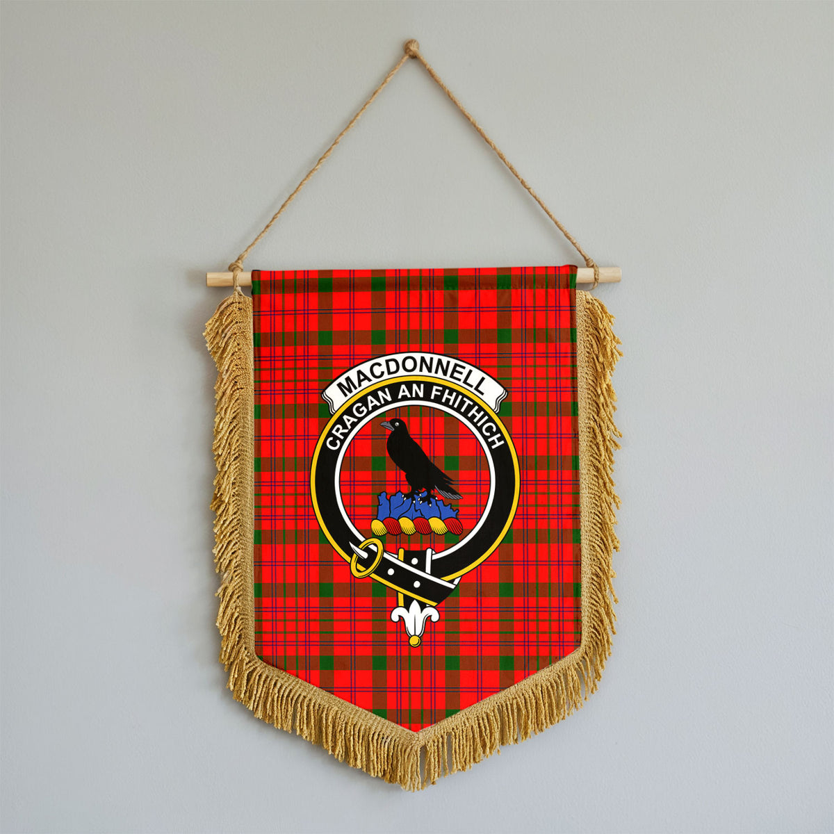 MacDonnell of Keppoch Tartan Crest Wall Hanging Banner - Wood Pole