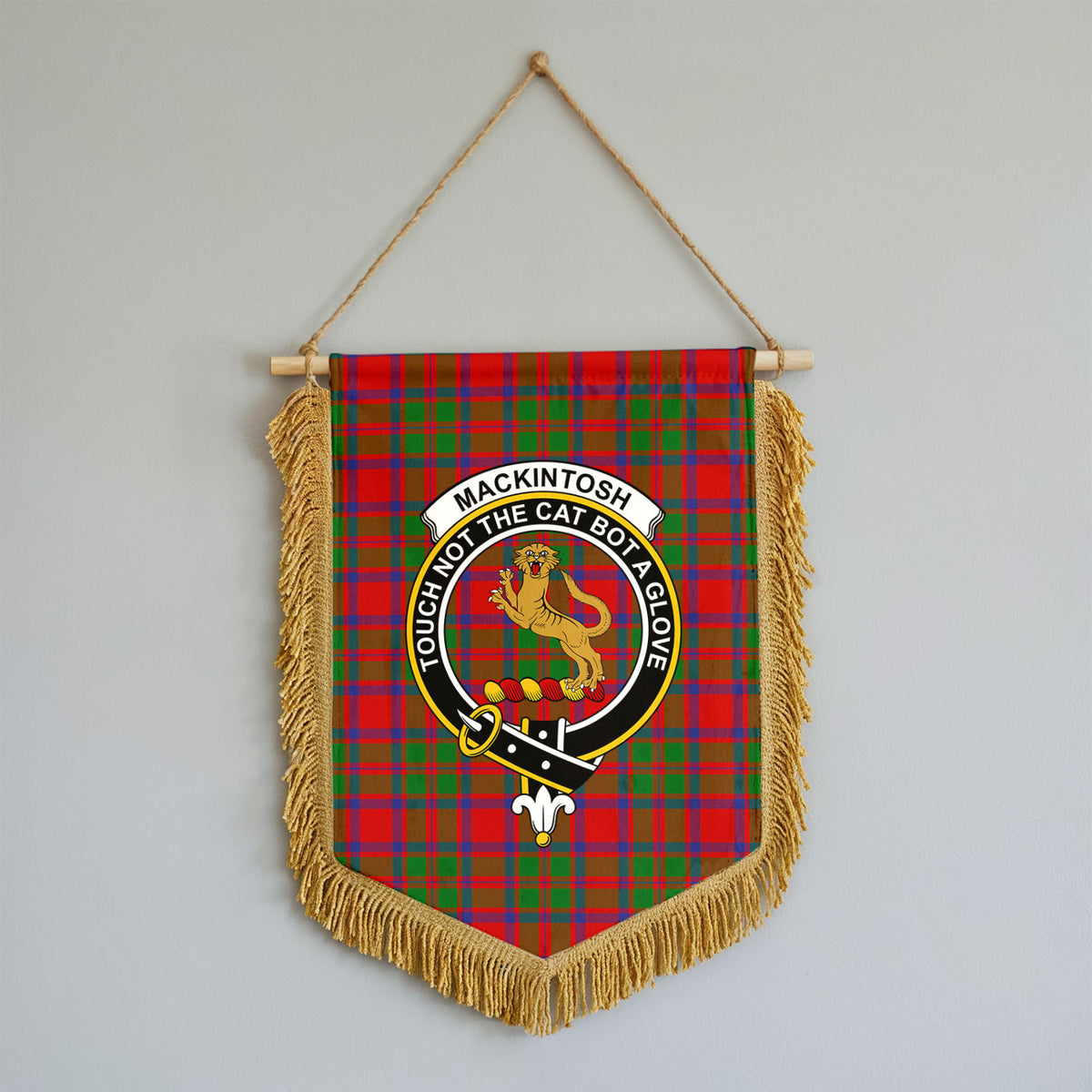 MacKintosh Modern Tartan Crest Wall Hanging Banner - Wood Pole