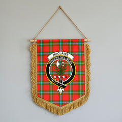 MacLaine of Loch Buie Tartan Crest Wall Hanging Banner - Wood Pole