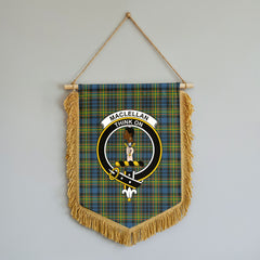 MacLellan Ancient Tartan Crest Wall Hanging Banner - Wood Pole