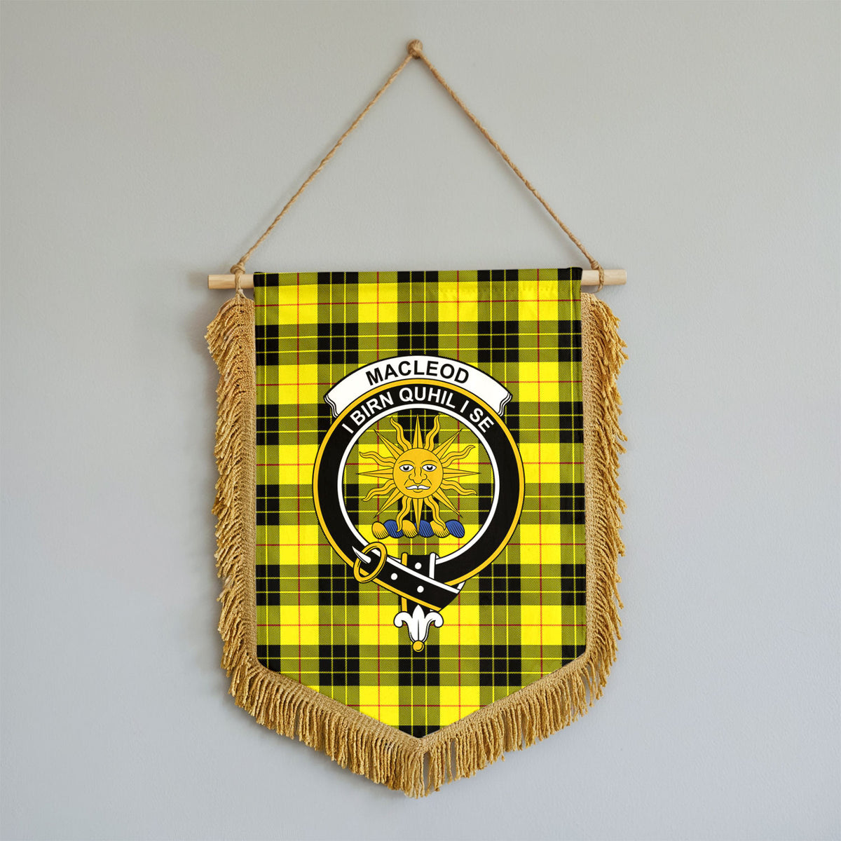 MacLeod of Lewis Modern Tartan Crest Wall Hanging Banner - Wood Pole