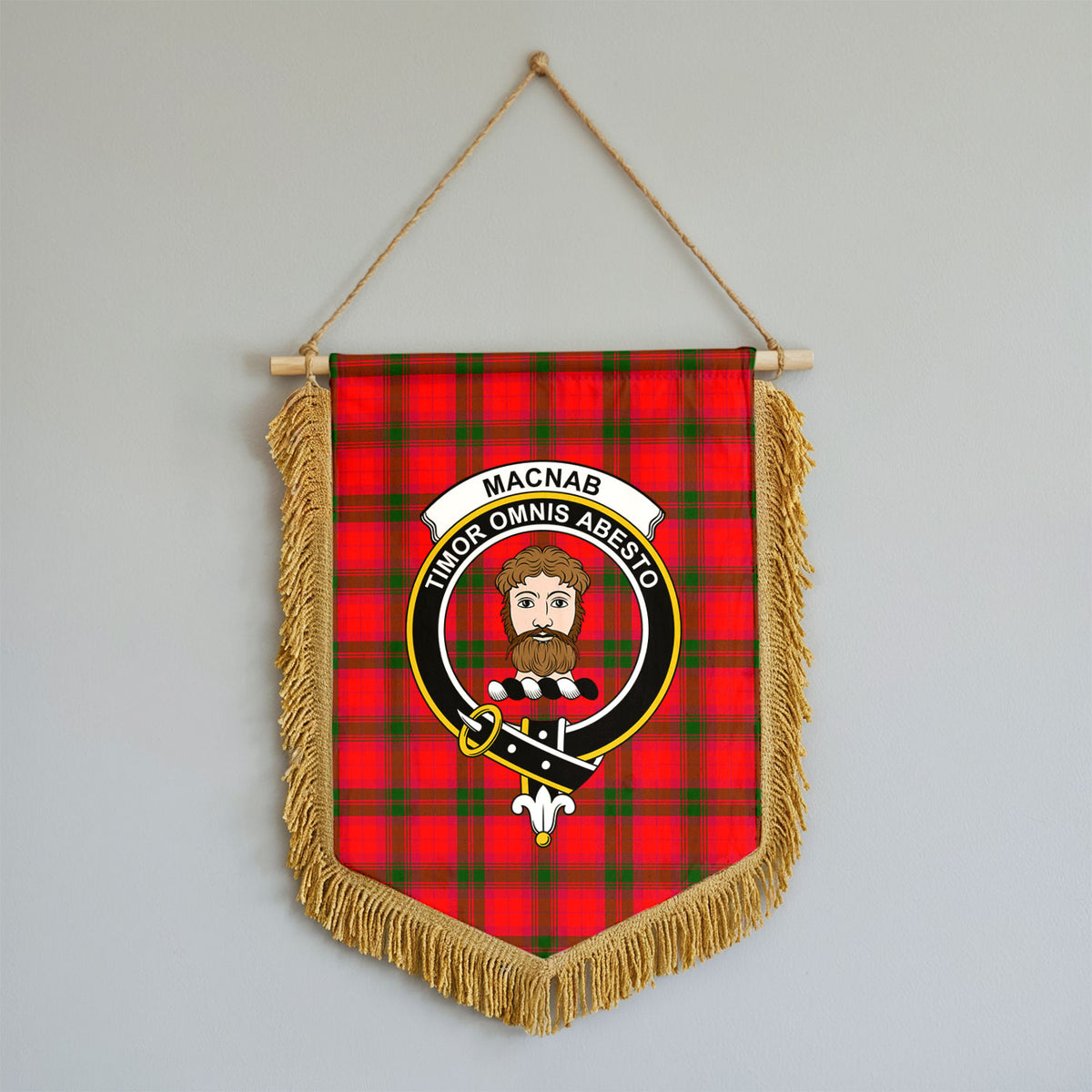 MacNab Modern Tartan Crest Wall Hanging Banner - Wood Pole