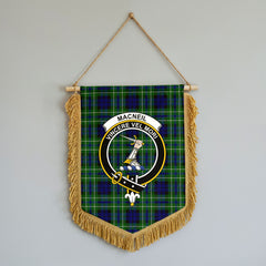 MacNeil of Colonsay Modern Tartan Crest Wall Hanging Banner - Wood Pole