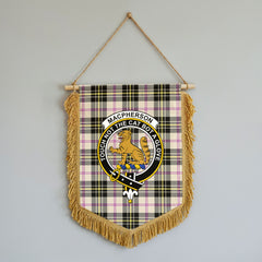 MacPherson Dress Ancient Tartan Crest Wall Hanging Banner - Wood Pole