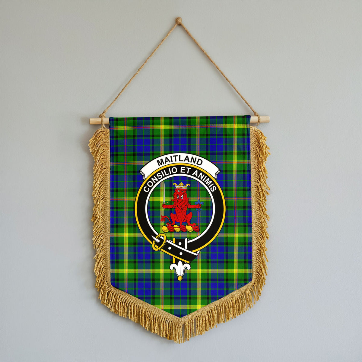Maitland Tartan Crest Wall Hanging Banner - Wood Pole