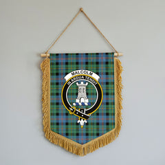 Malcolm Ancient Tartan Crest Wall Hanging Banner - Wood Pole