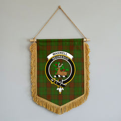 Maxwell Hunting Tartan Crest Wall Hanging Banner - Wood Pole