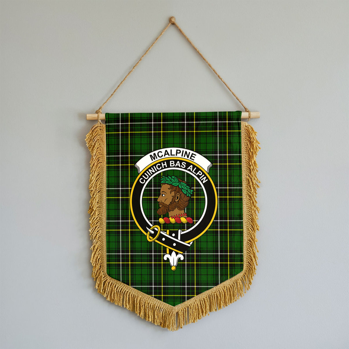 McAlpine Modern Tartan Crest Wall Hanging Banner - Wood Pole