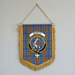 McBeth Ancient Tartan Crest Wall Hanging Banner - Wood Pole