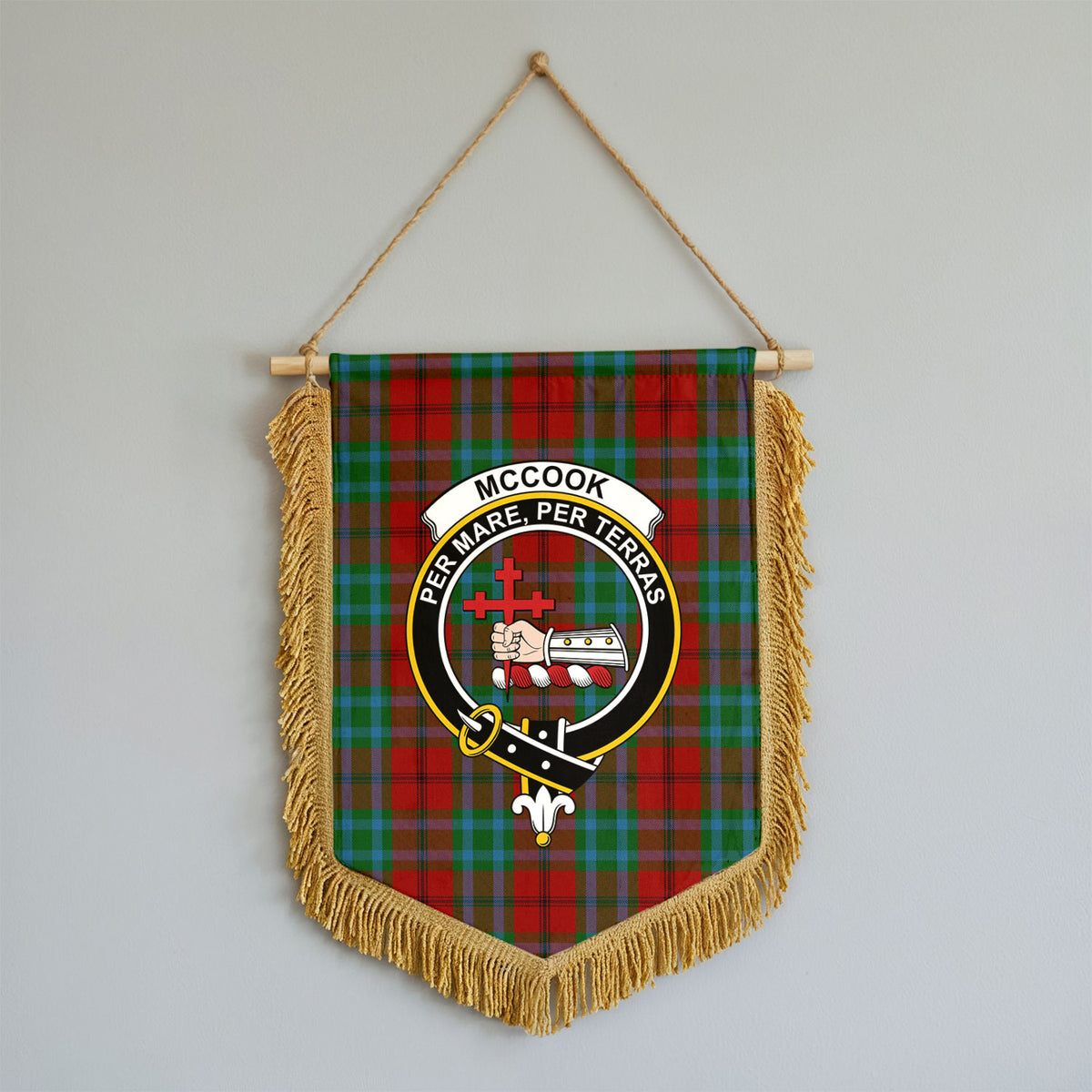 McCook Tartan Crest Wall Hanging Banner - Wood Pole