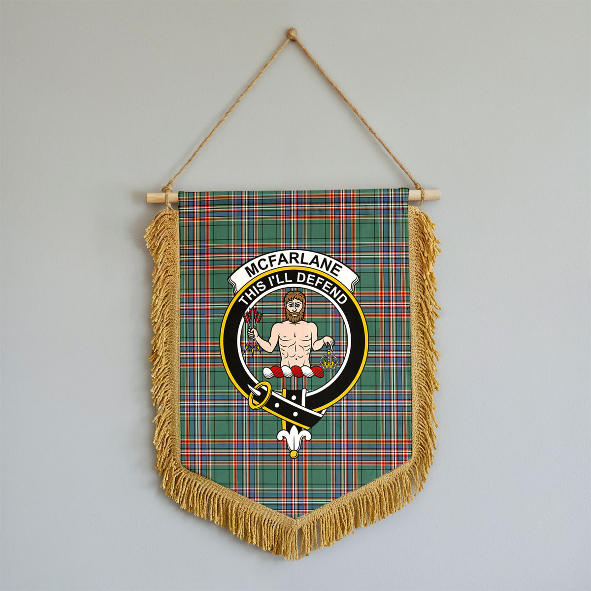 McFarlane Hunting Ancient Tartan Crest Wall Hanging Banner - Wood Pole