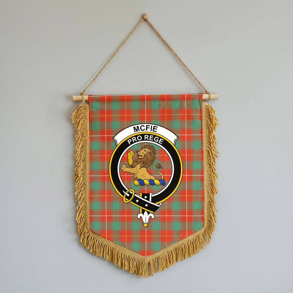 McFie Ancient Tartan Crest Wall Hanging Banner - Wood Pole