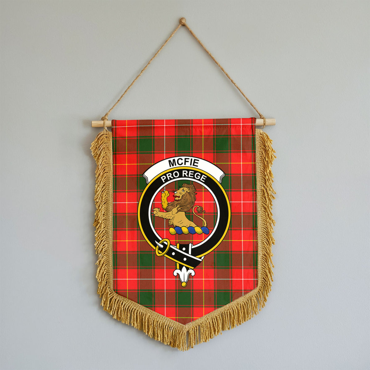McFie Tartan Crest Wall Hanging Banner - Wood Pole