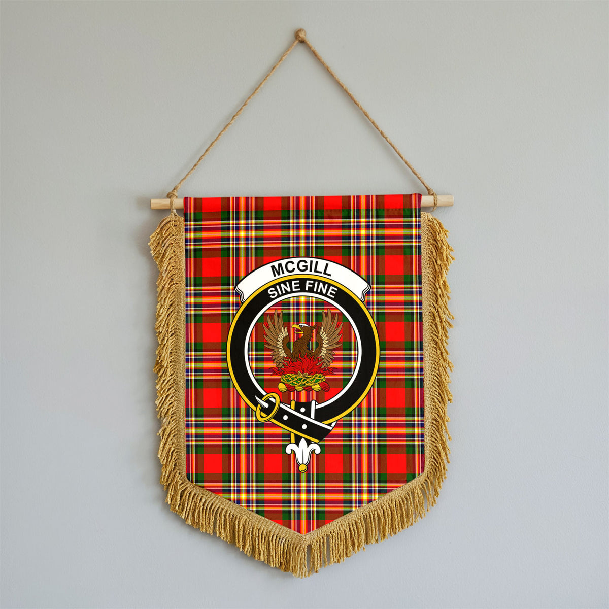 McGill Modern Tartan Crest Wall Hanging Banner - Wood Pole