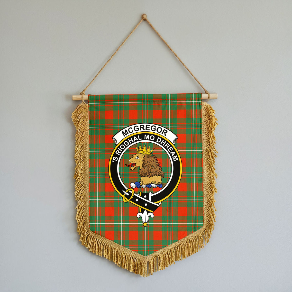 McGregor Ancient Tartan Crest Wall Hanging Banner - Wood Pole