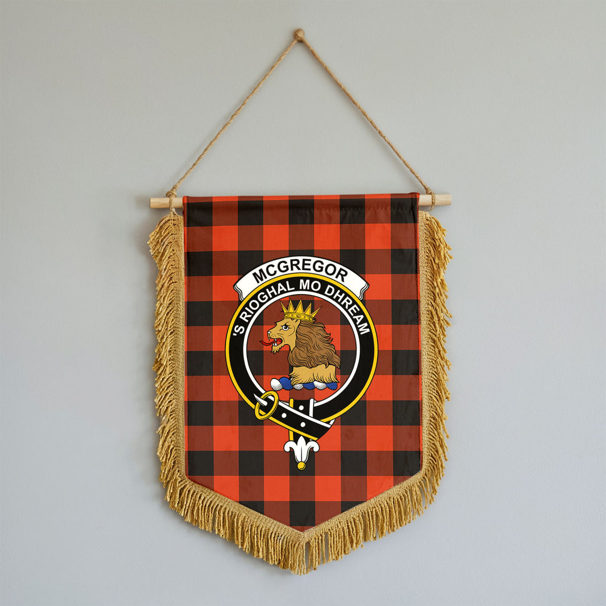 McGregor Rob Roy Ancient Tartan Crest Wall Hanging Banner - Wood Pole