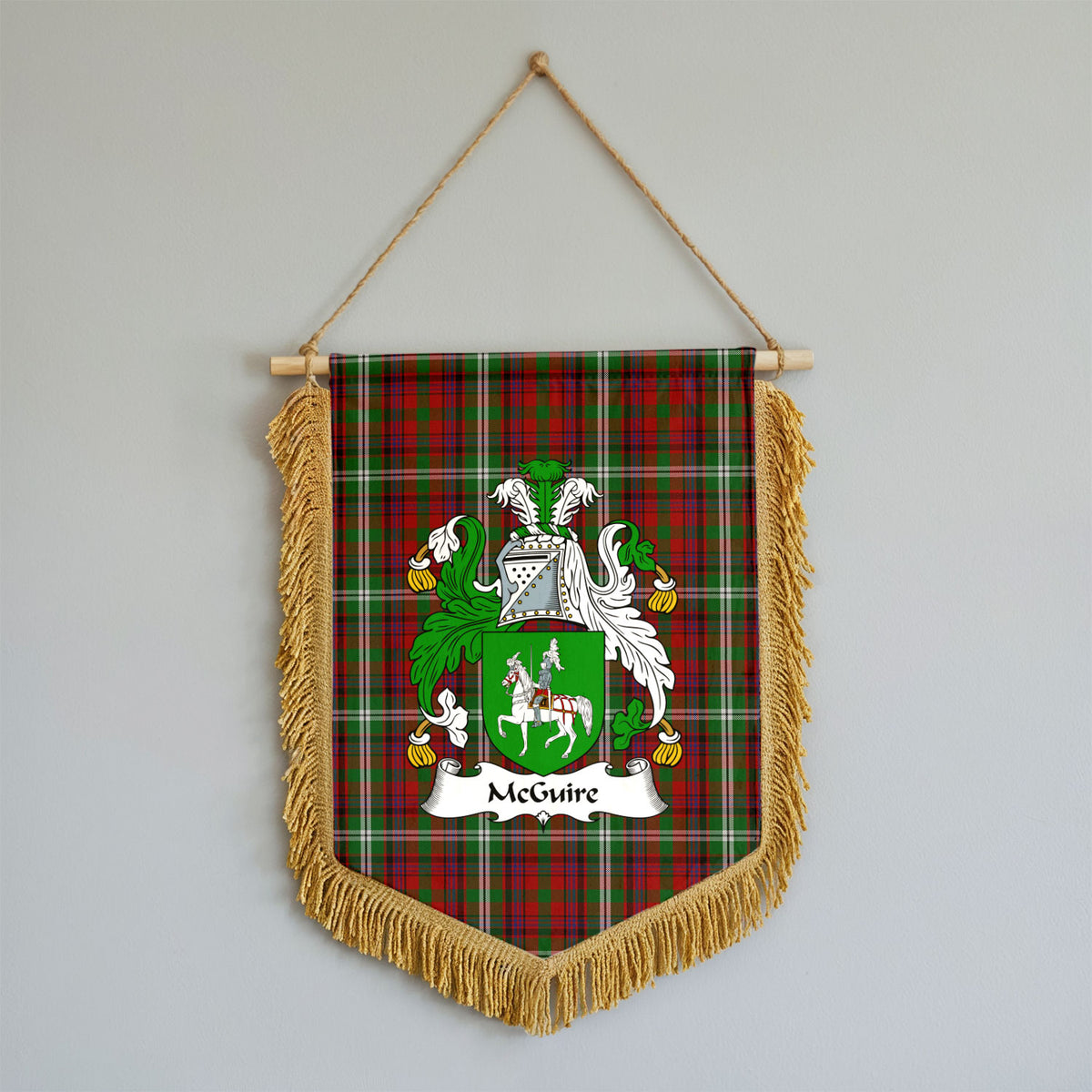 McGuire Tartan Coat Of Arms Wall Hanging Banner - Wood Pole