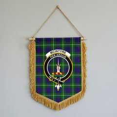 McIntyre Hunting Modern Tartan Crest Wall Hanging Banner - Wood Pole