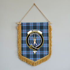 McKay Blue Tartan Crest Wall Hanging Banner - Wood Pole