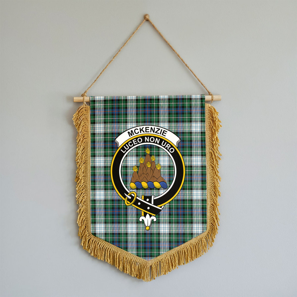 McKenzie Dress Ancient Tartan Crest Wall Hanging Banner - Wood Pole