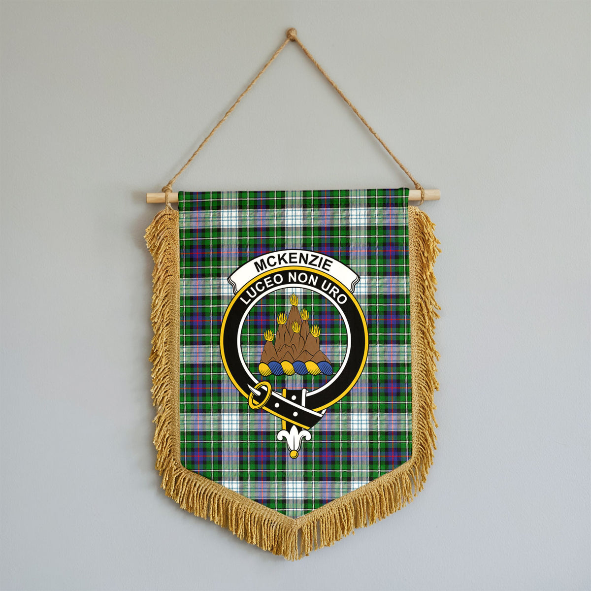 McKenzie Dress Modern Tartan Crest Wall Hanging Banner - Wood Pole