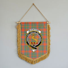 McKintosh Ancient Tartan Crest Wall Hanging Banner - Wood Pole