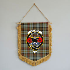 McLeod of Harris Weathered Tartan Crest Wall Hanging Banner - Wood Pole