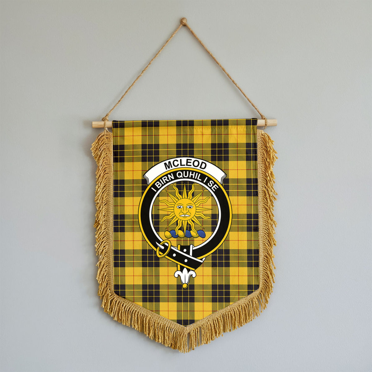 McLeod of Lewis Ancient Tartan Crest Wall Hanging Banner - Wood Pole