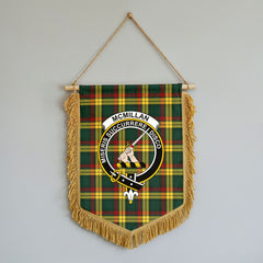 McMillan Old Modern Tartan Crest Wall Hanging Banner - Wood Pole
