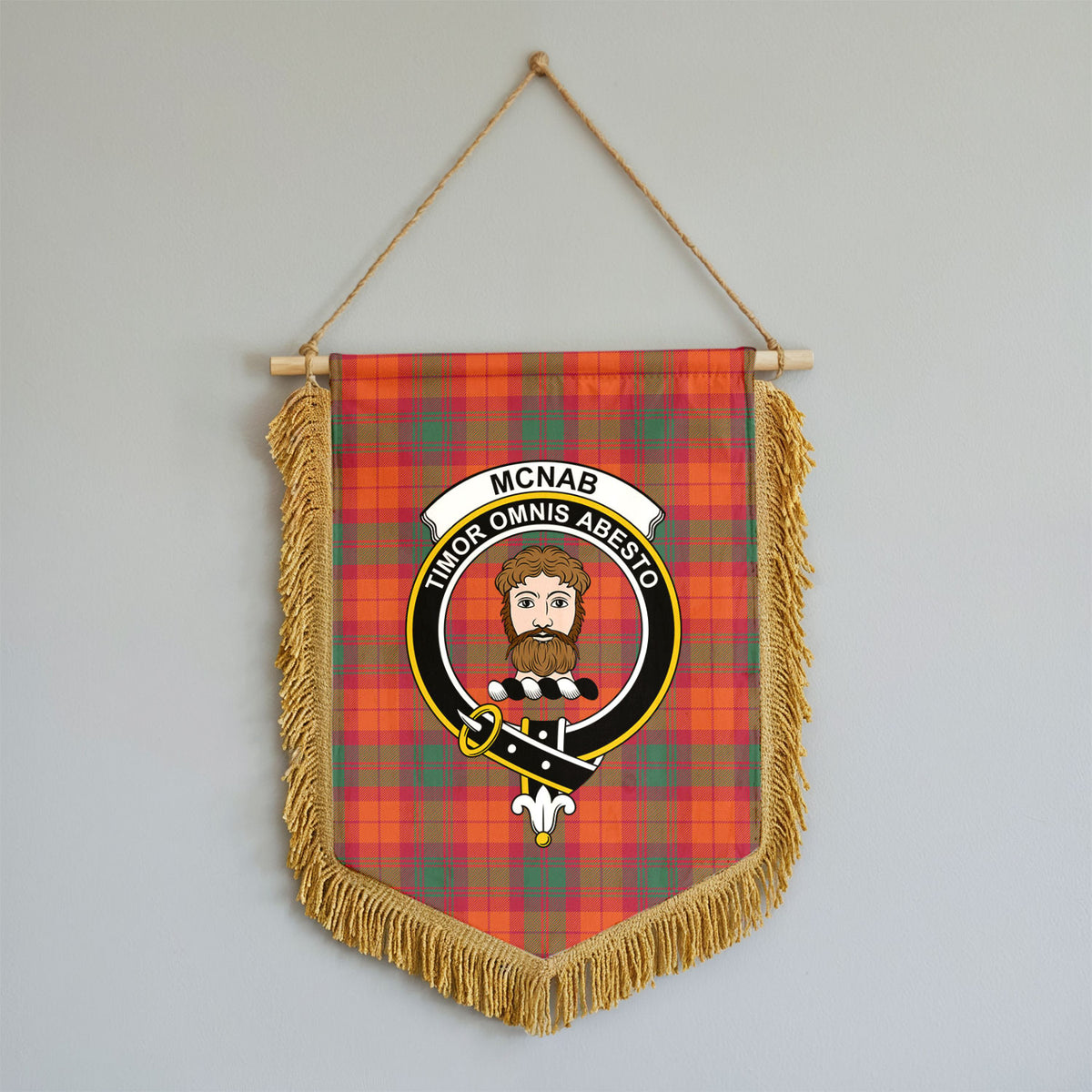 McNab Ancient Tartan Crest Wall Hanging Banner - Wood Pole