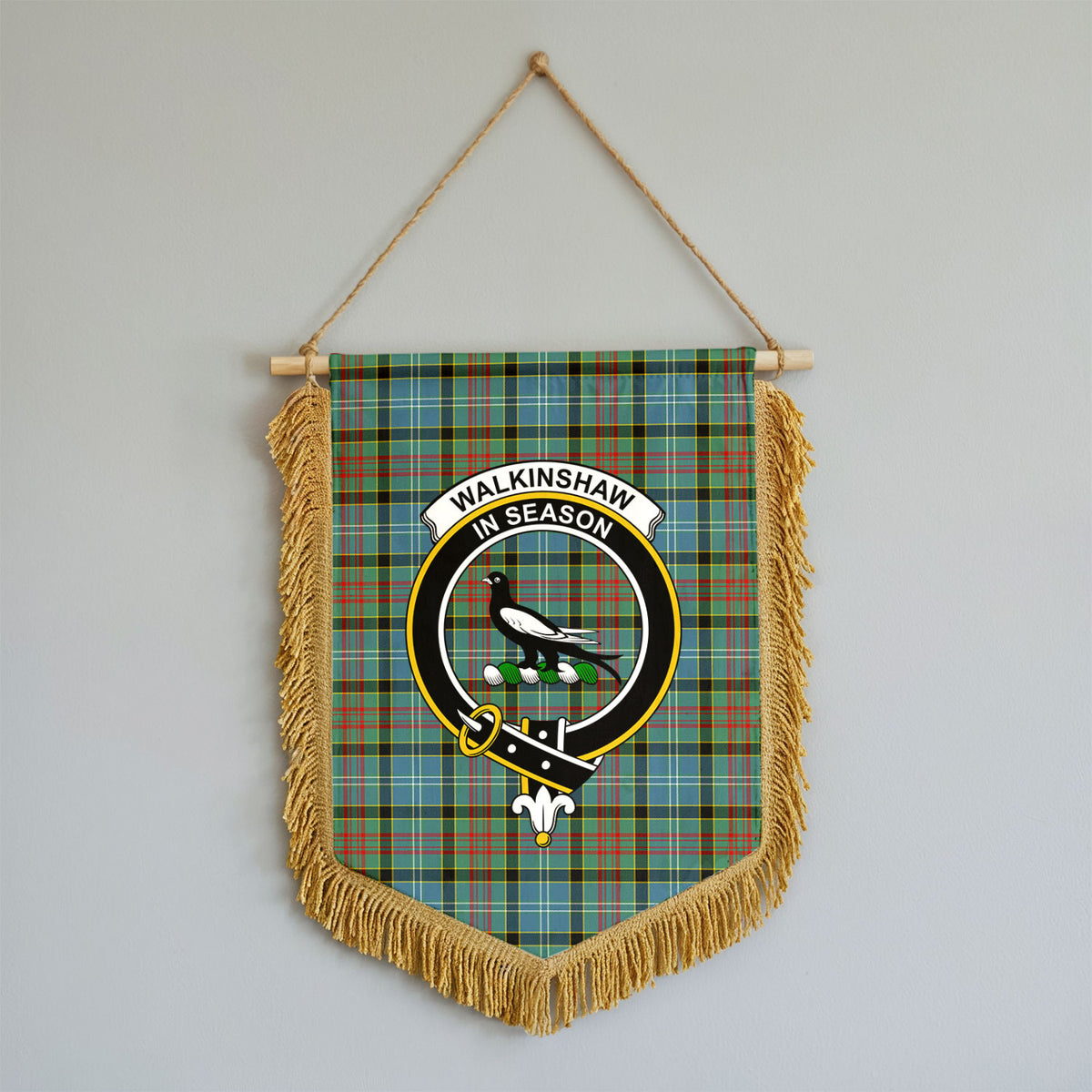 Walkinshaw Tartan Crest Wall Hanging Banner - Wood Pole