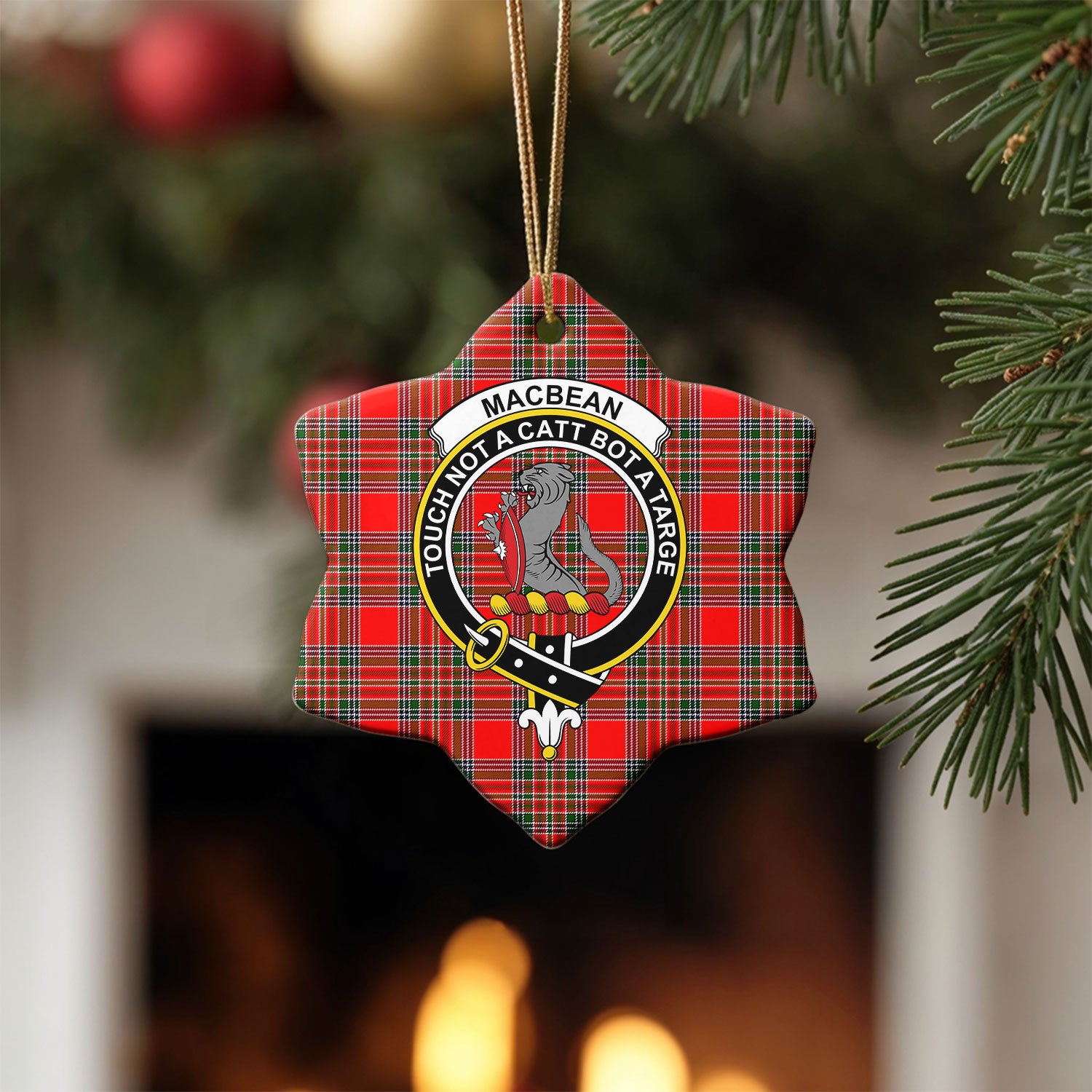 MacBean Tartan Crest Christmas Ceramic Ornament