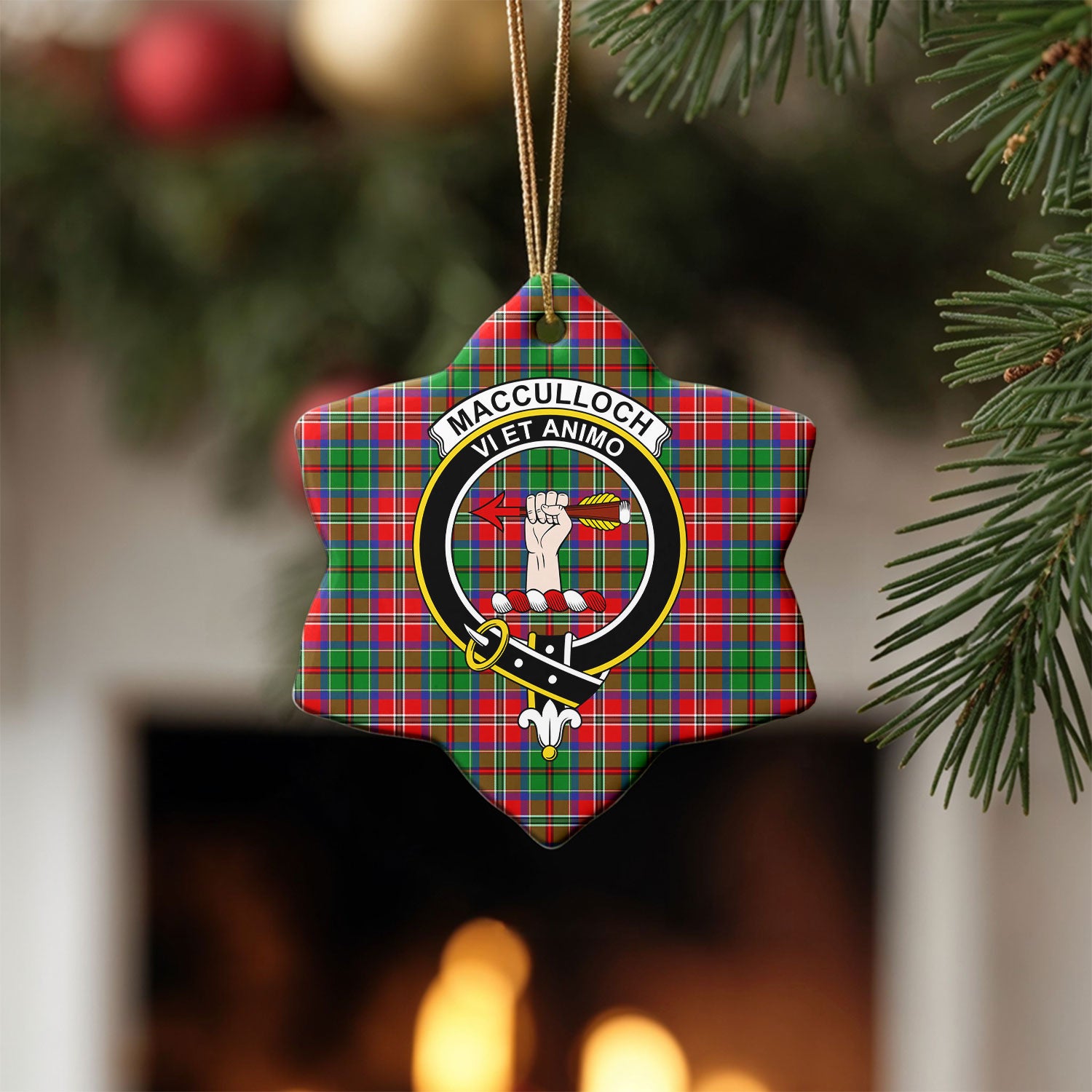 MacCulloch (McCulloch) Tartan Crest Christmas Ceramic Ornament