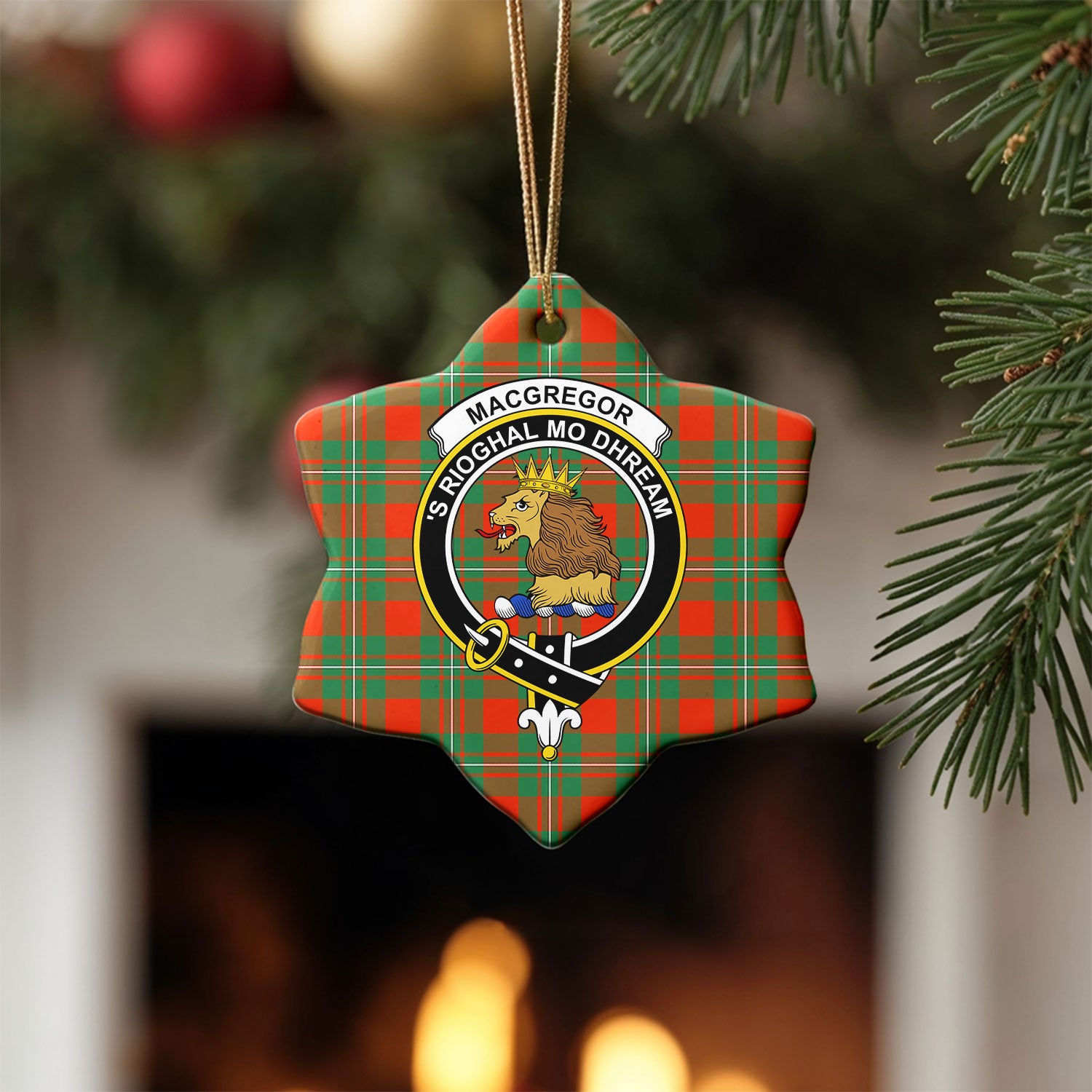 MacGregor Ancient Tartan Crest Christmas Ceramic Ornament