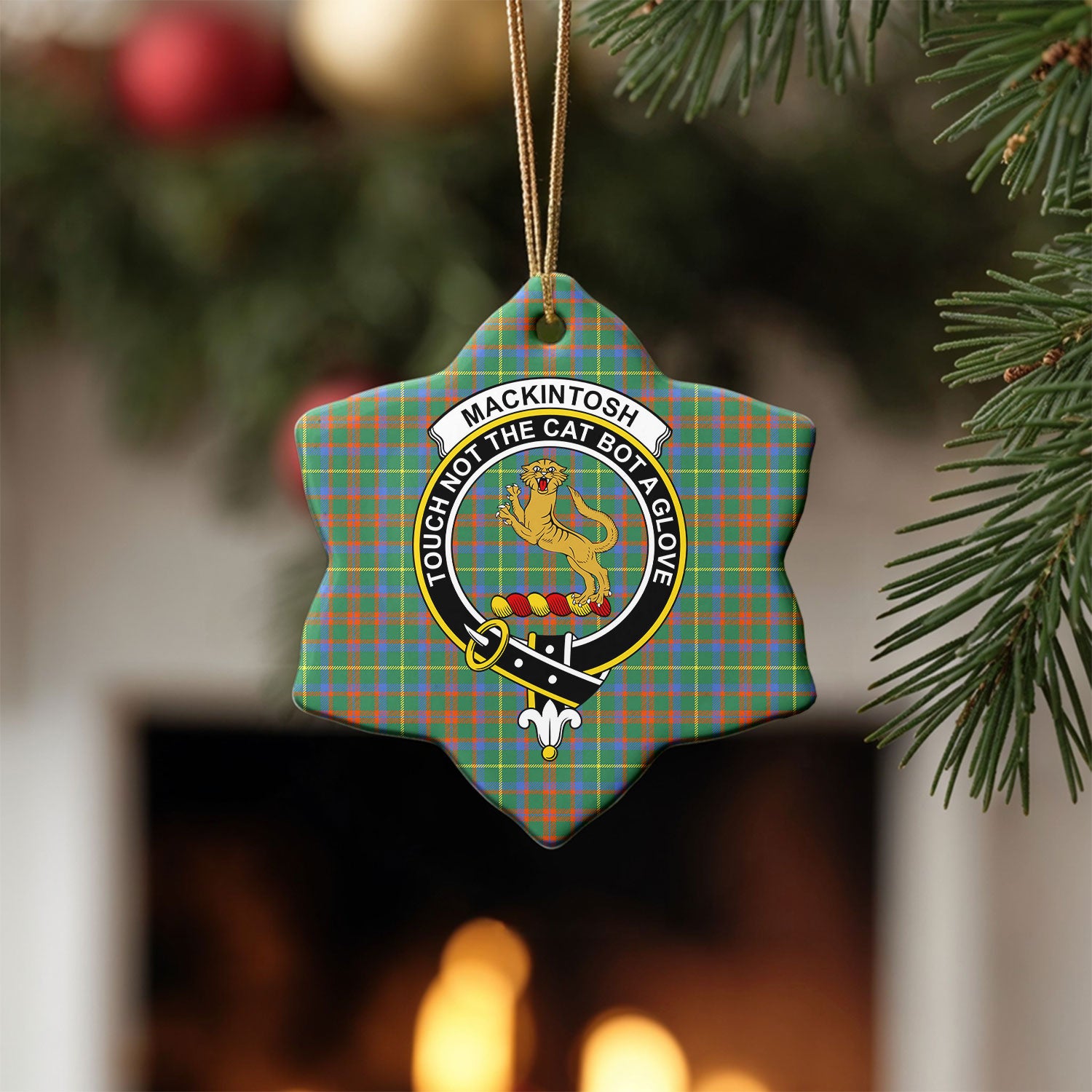 MacKintosh Hunting Ancient Tartan Crest Christmas Ceramic Ornament