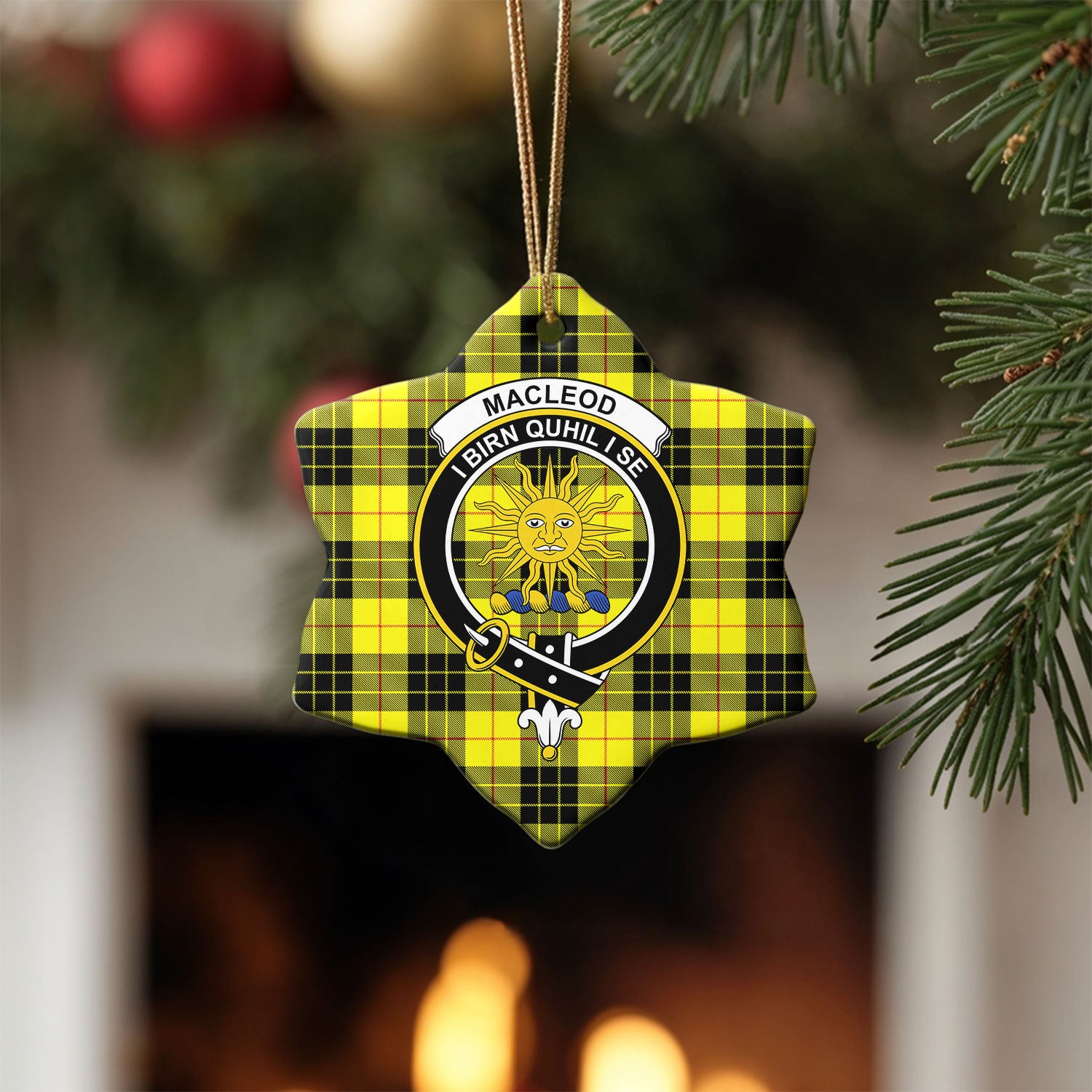 MacLeod of Lewis Modern Tartan Crest Christmas Ceramic Ornament
