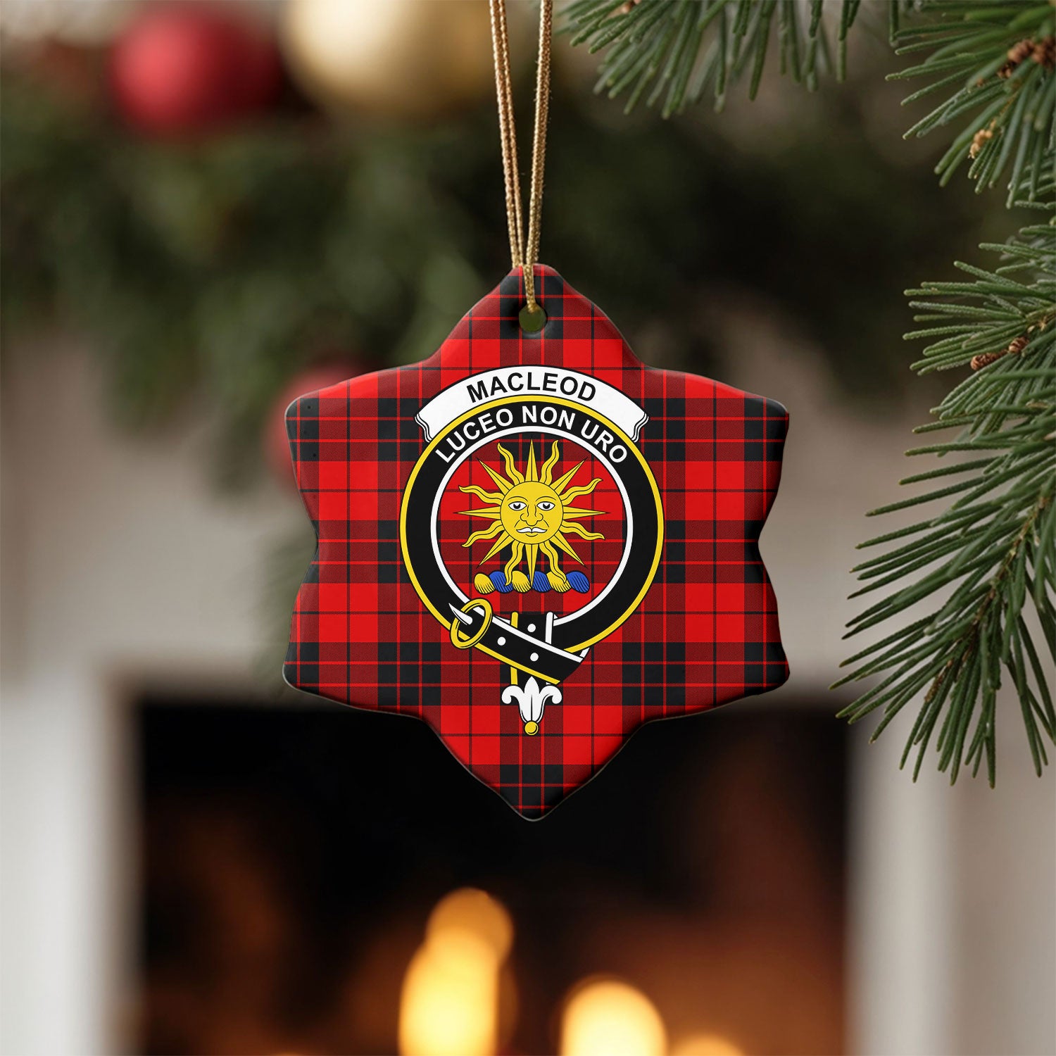 MacLeod of Raasay Tartan Crest Christmas Ceramic Ornament