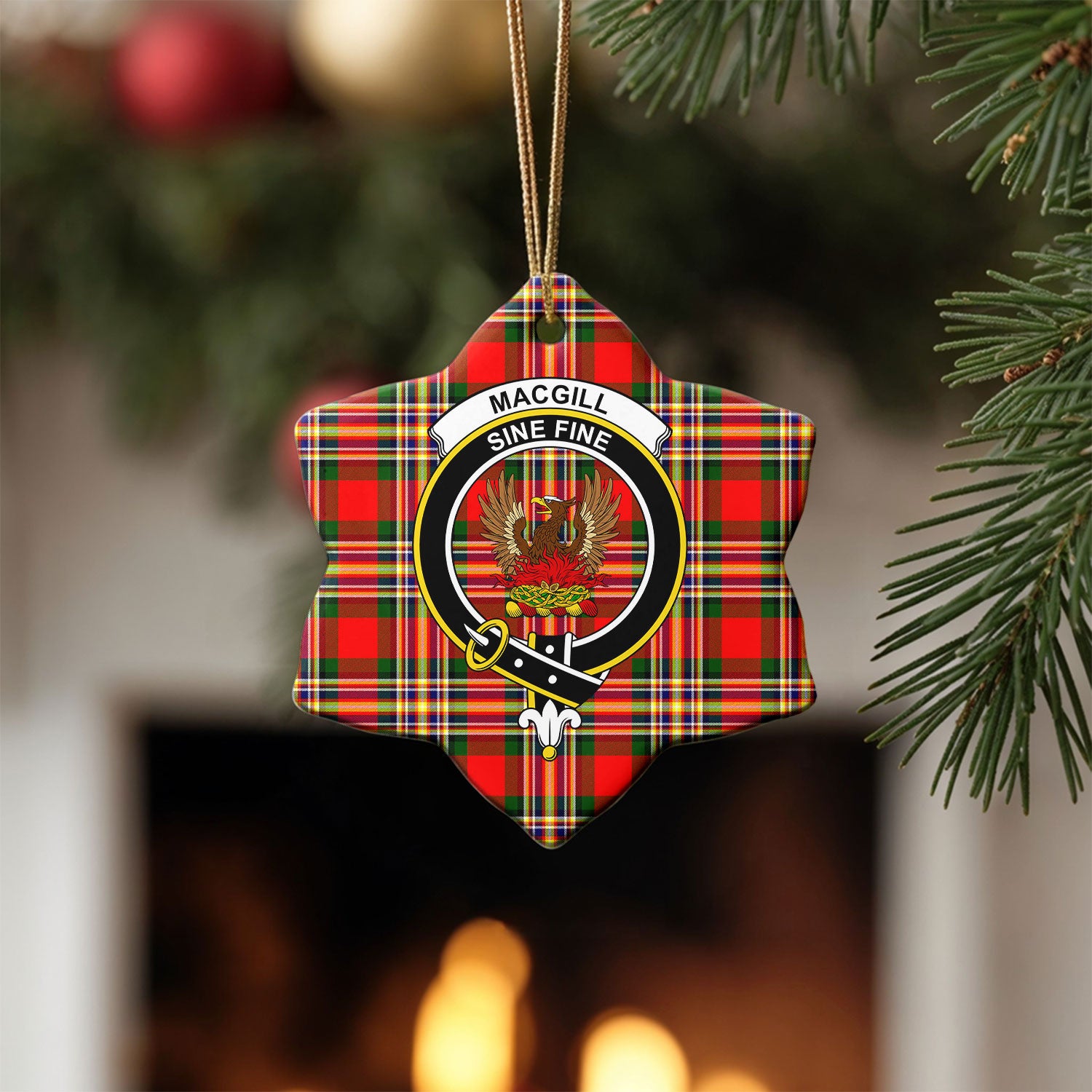 Makgill Tartan Crest Christmas Ceramic Ornament