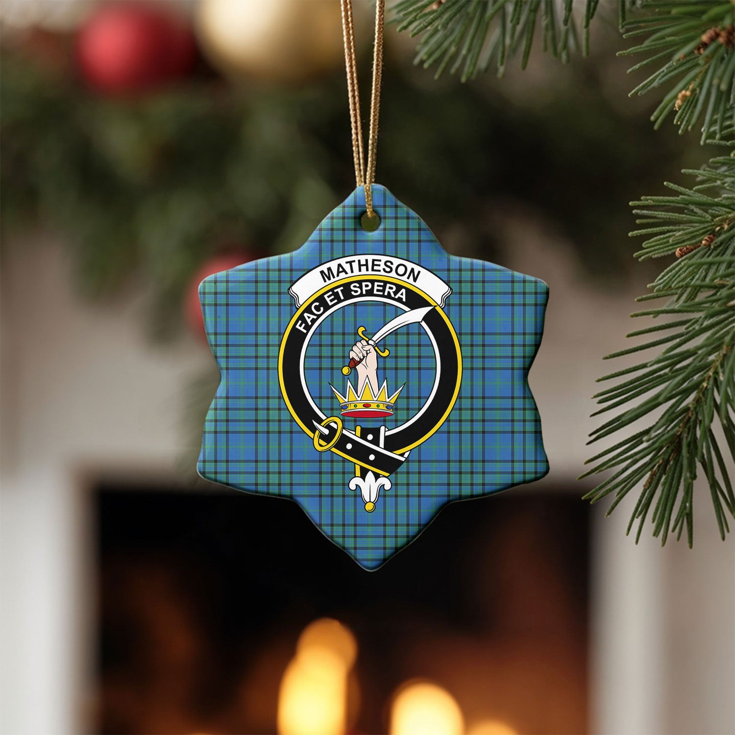 Matheson Hunting Ancient Tartan Crest Christmas Ceramic Ornament