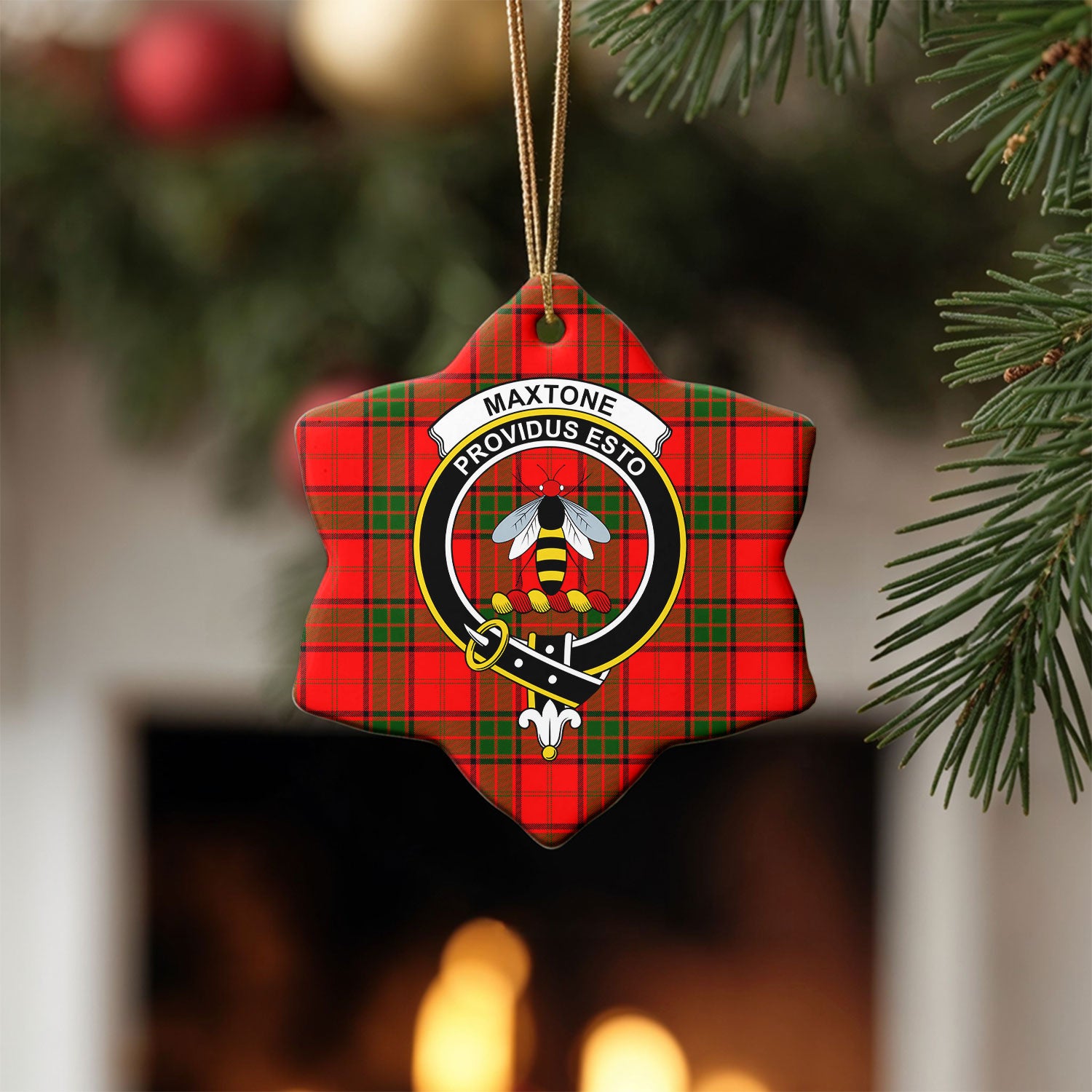 Maxtone Tartan Crest Christmas Ceramic Ornament