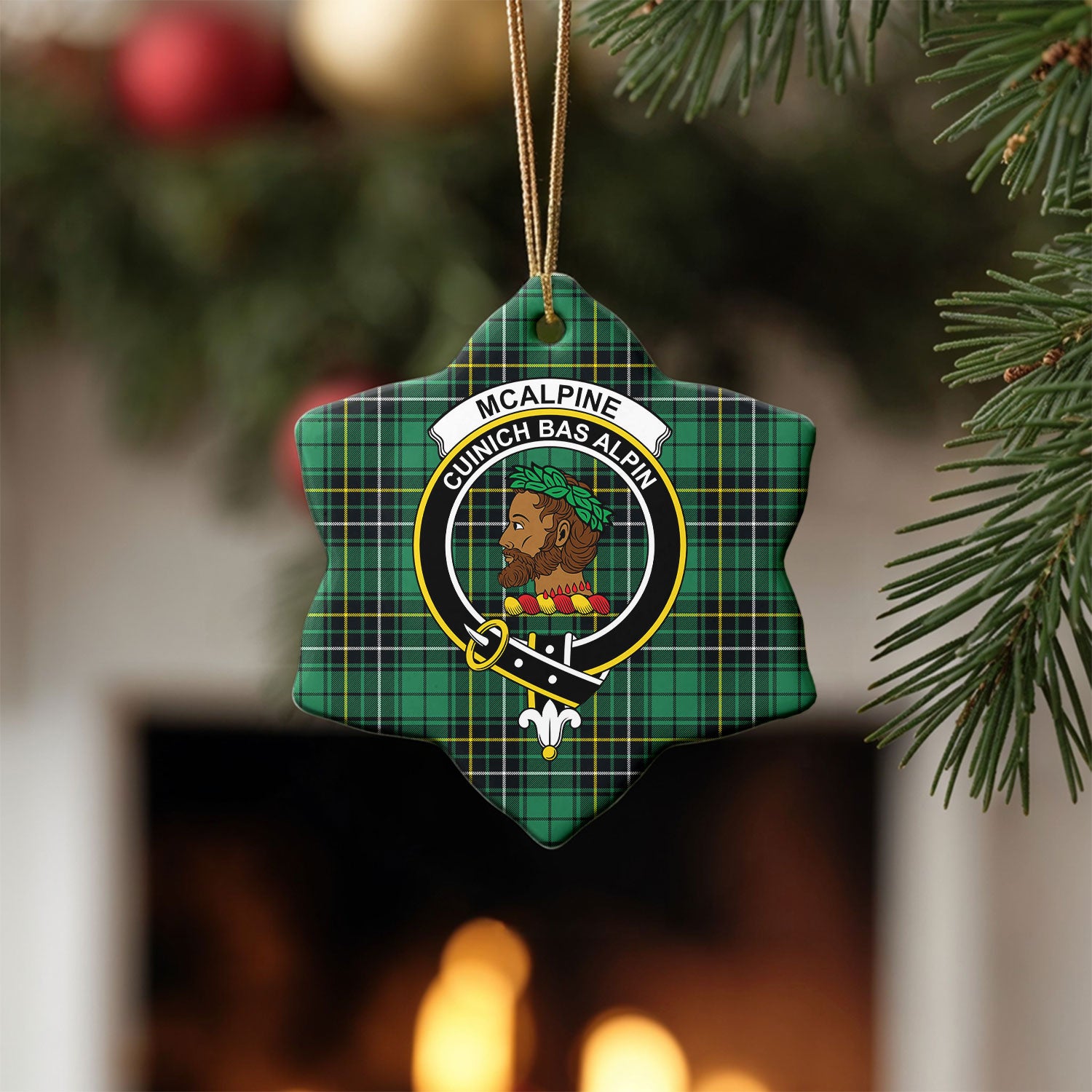 McAlpine Ancient Tartan Crest Christmas Ceramic Ornament