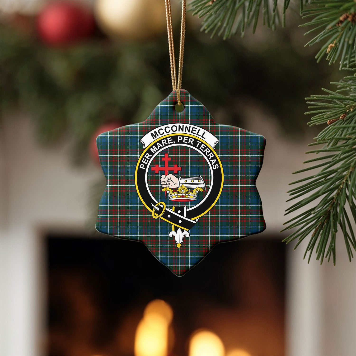 McConnell Tartan Crest Christmas Ceramic Ornament