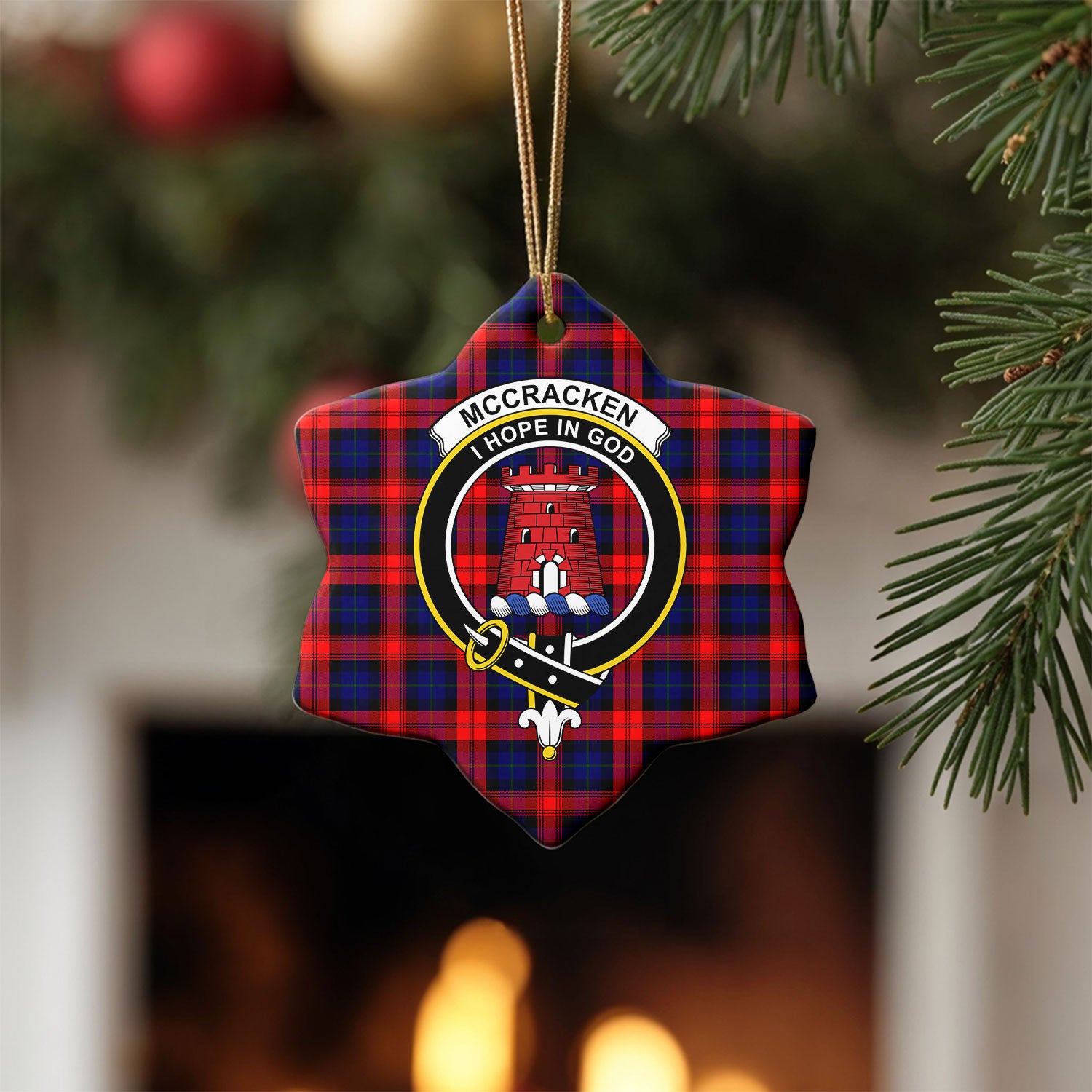 McCracken Tartan Crest Christmas Ceramic Ornament