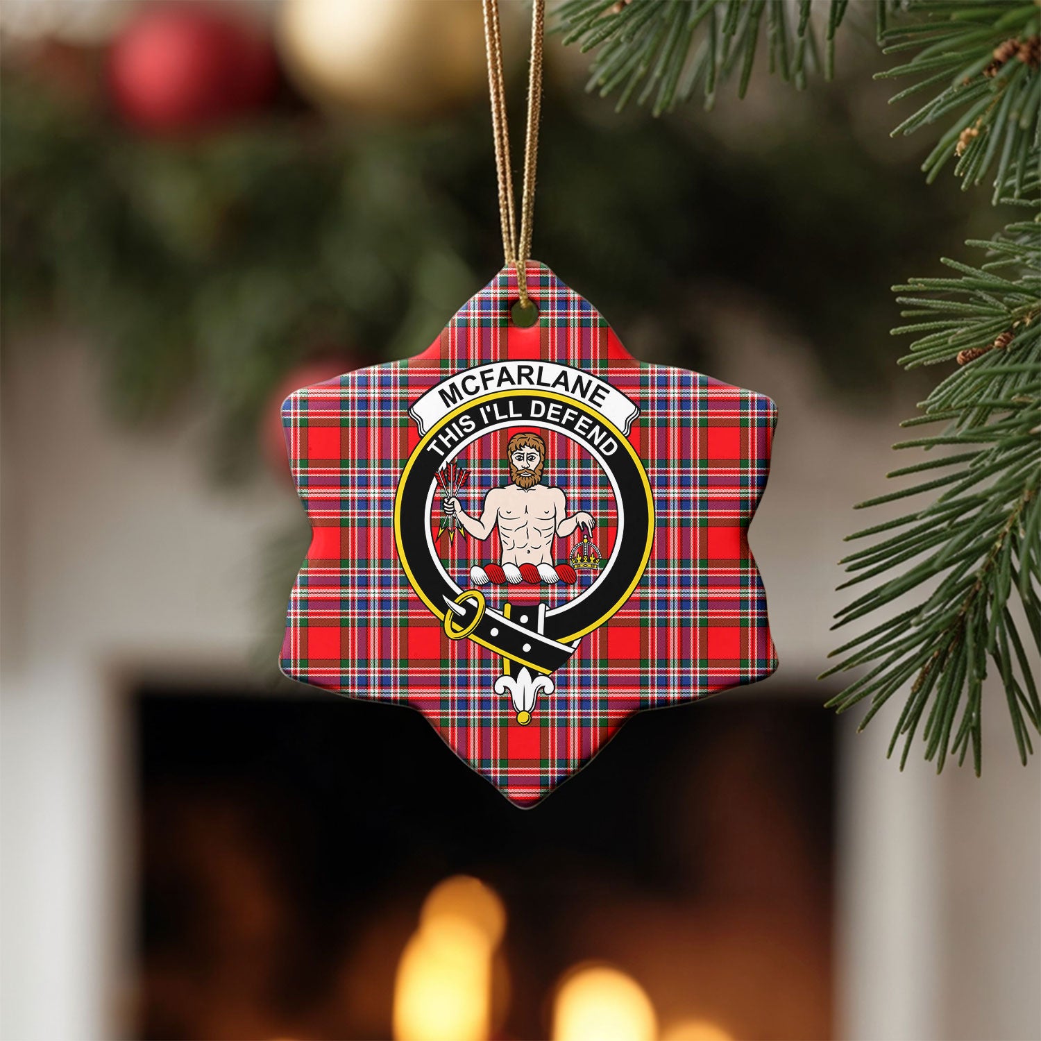 McFarlane Modern Tartan Crest Christmas Ceramic Ornament
