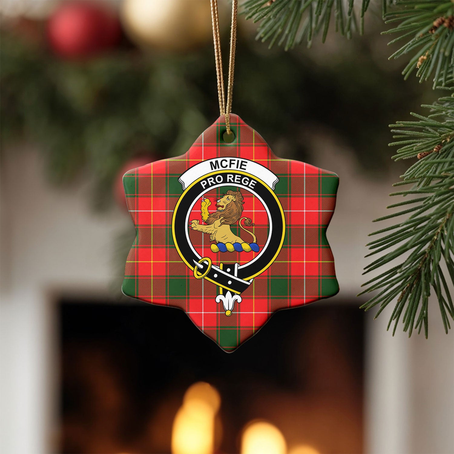 McFie Tartan Crest Christmas Ceramic Ornament