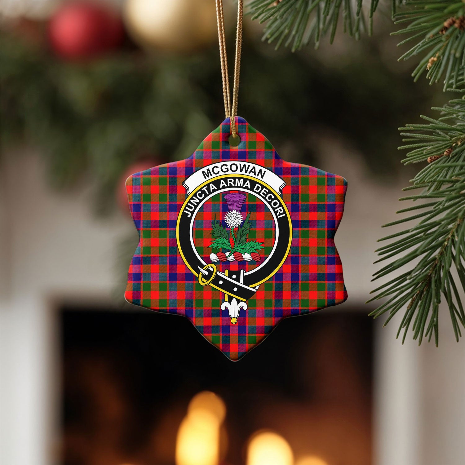 McGowan Tartan Crest Christmas Ceramic Ornament