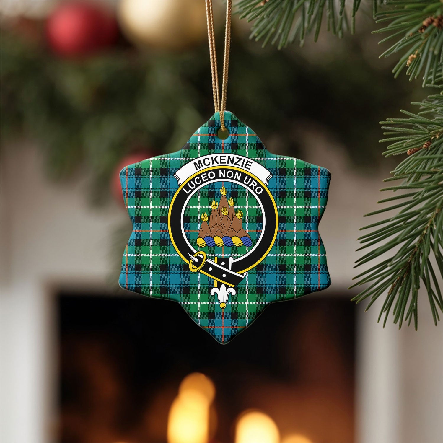 McKenzie Ancient Tartan Crest Christmas Ceramic Ornament