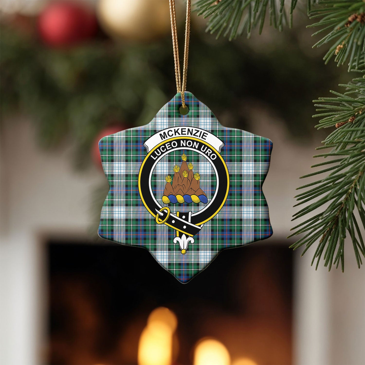 McKenzie Dress Ancient Tartan Crest Christmas Ceramic Ornament